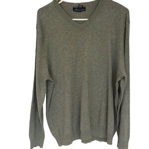 JA John Ashford Men's V-Neck Pullover Cotton Sweater Size XL in Steel Blue-gray